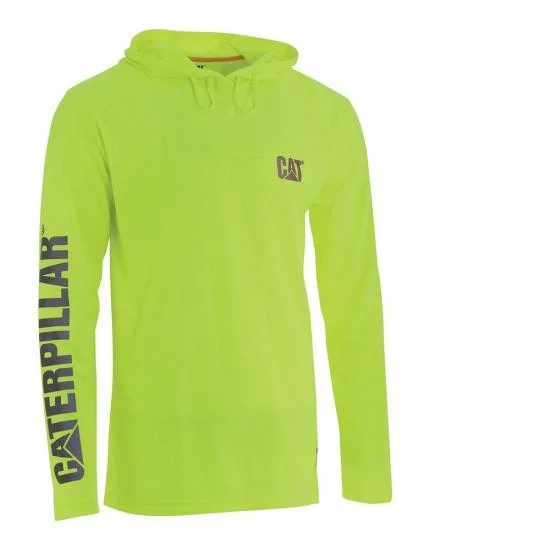 Men's short-sleeve rich sporty-subtle-soft-lush-bamboo top-Men's Hi-Vis UPF Hooded Long Sleeve T-Shirt - HiVis Yellow