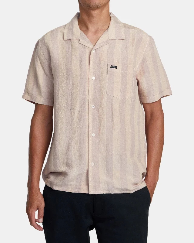 Men's short-sleeve rich sporty-subtle-soft-trendy-trekking top-Love Stripe Short Sleeve Shirt - Pale Mauve