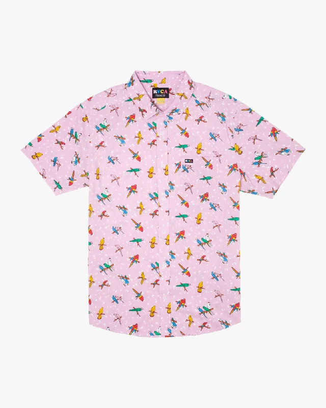 Men's short-sleeve rugged urban-warm-gig shirt-Lp X Klw Parrots Short Sleeve Shirt - Pink