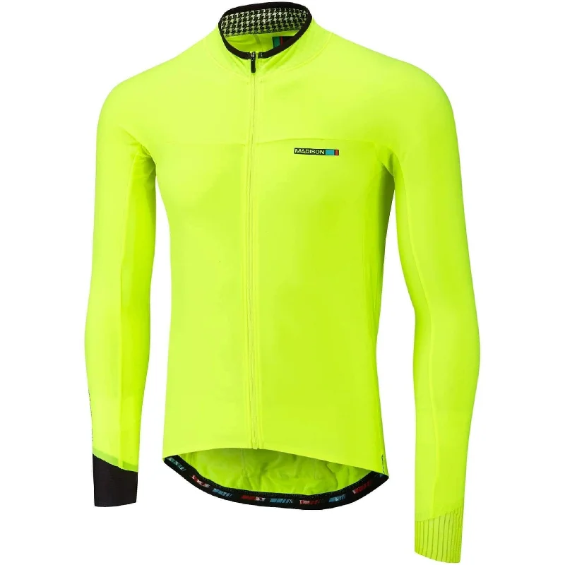 Men's short-sleeve bright deep-classic-muted-soccer tee-Madison Road Race Light Long Sleeve Mens Cycling Jersey - Yellow