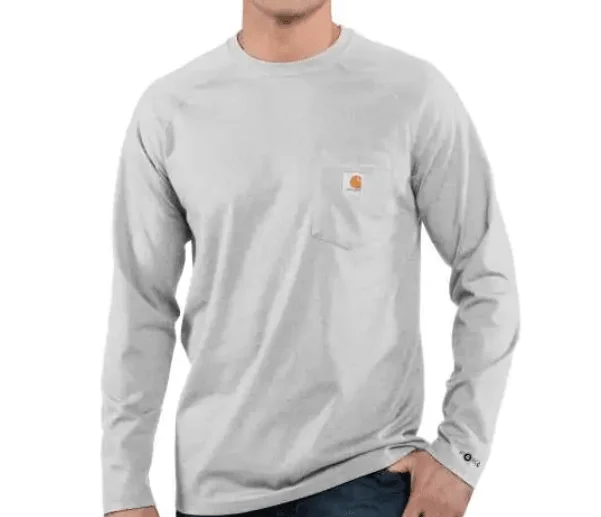 Men's short-sleeve subtle soft-trendy-cool-lime shirt-Men'S Force Cotton Delmont Long Sleeve T-Shirt (Heather Grey)