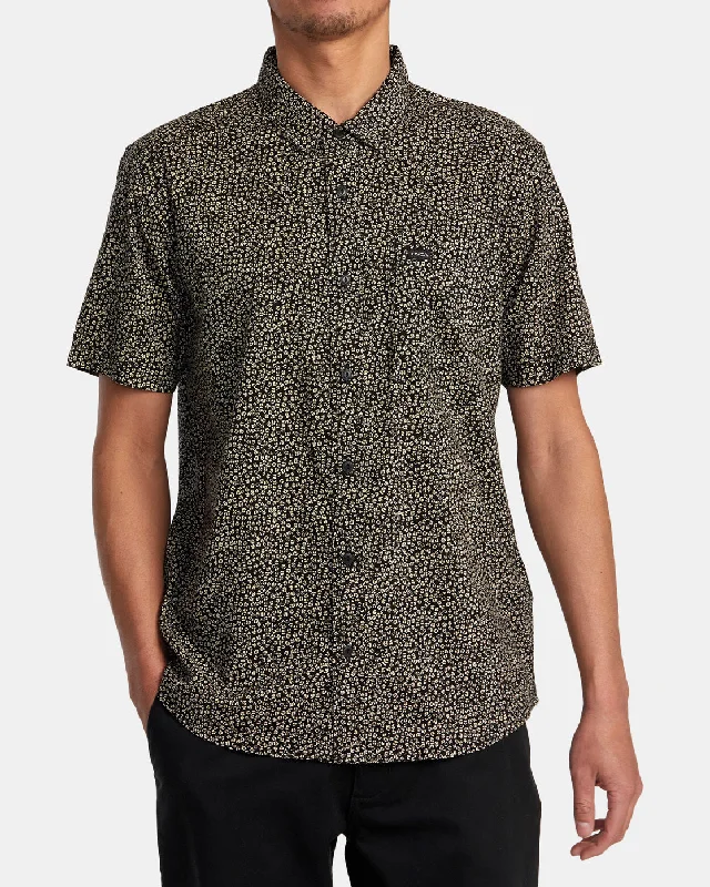 Men's short-sleeve bright deep-classic-muted-sustainable-upcycled top-Morning Glory Short Sleeve Shirt - Black