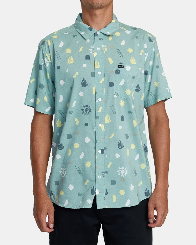 Men's short-sleeve deep classic-neon-accent top-Morning Glory Short Sleeve Shirt - Granite Green