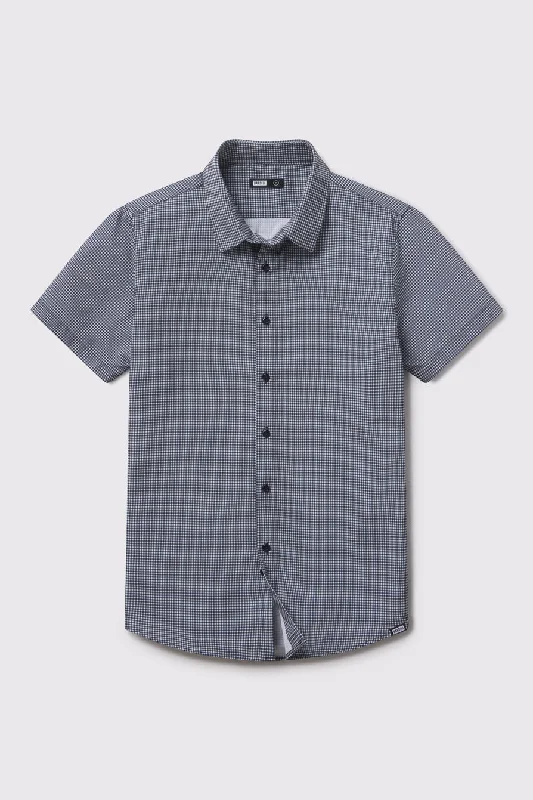 Men's short-sleeve retro cool-rugged-urban-boating shirt-Motive Short Sleeve Gingham