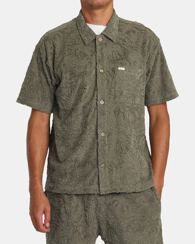 Men's short-sleeve subtle calm-olive top-Palms Down Short Sleeve Shirt - Mushroom