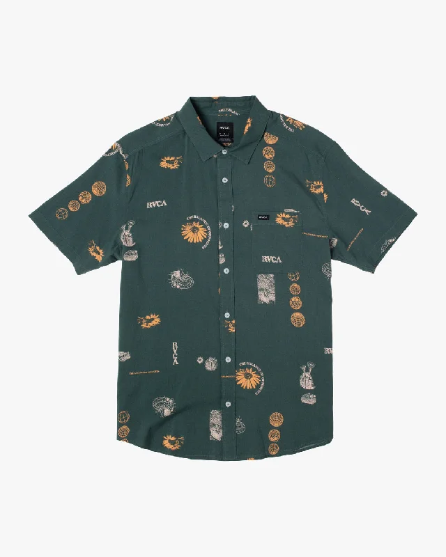 Men's short-sleeve subtle soft-trendy-trekking shirt-Pet Cactus Short Sleeve Shirt - Green