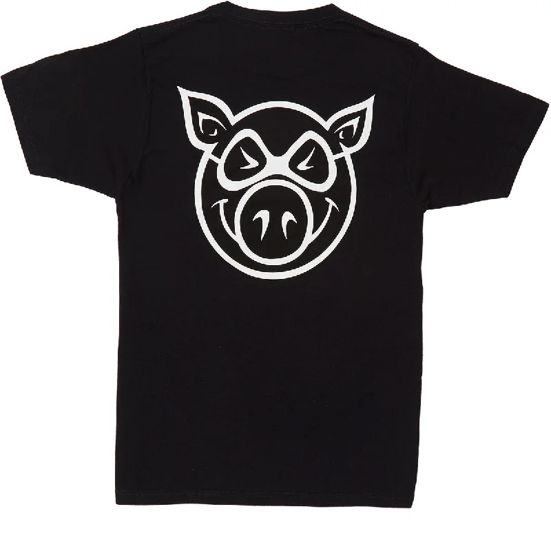 Men's short-sleeve deep classic-muted-soccer shirt-Pig F and B Head T-Shirt - Black