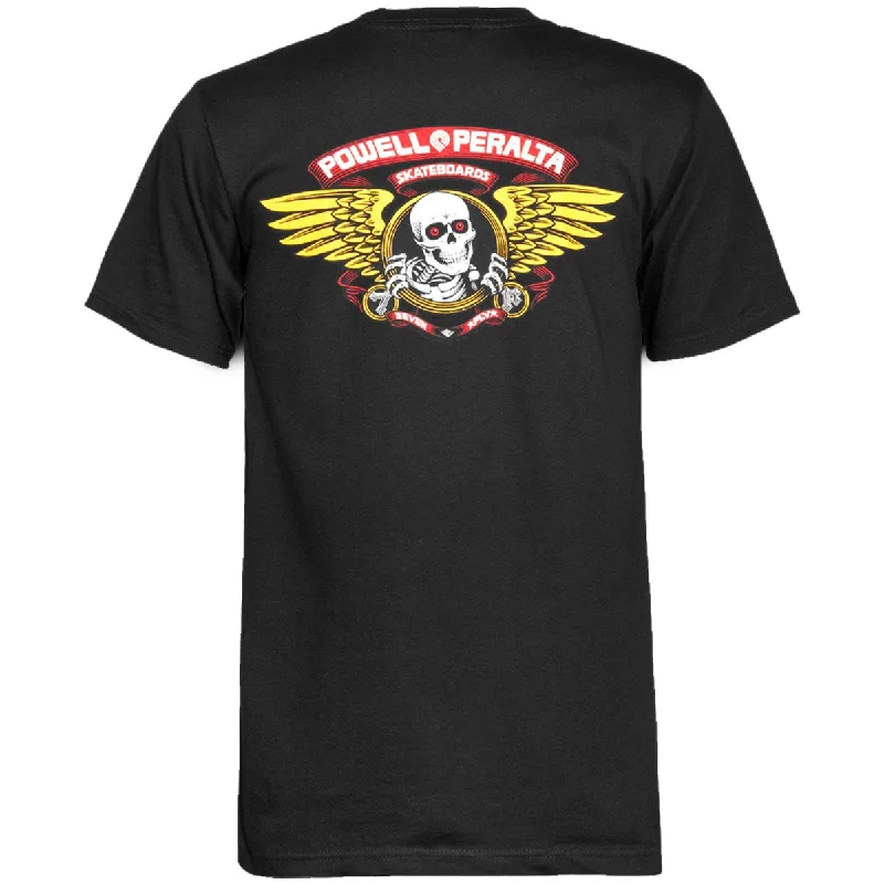 Men's short-sleeve muted fresh-firm-patchwork shirt-Powell-Peralta Winged Ripper T-Shirt - Black