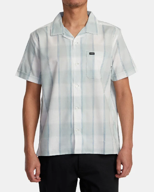 Men's short-sleeve bold sturdy-budget top-Ray Plaid Short Sleeve Shirt - Vanilla