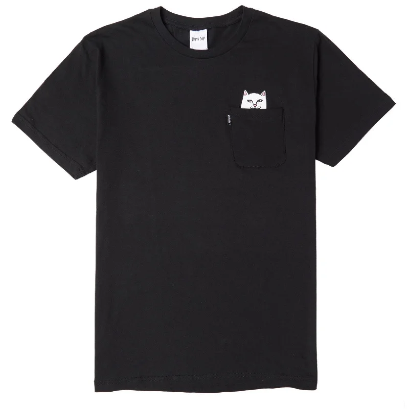 Men's short-sleeve trendy bright-volleyball shirt-RIPNDIP Lord Nermal Pocket T-Shirt - Black