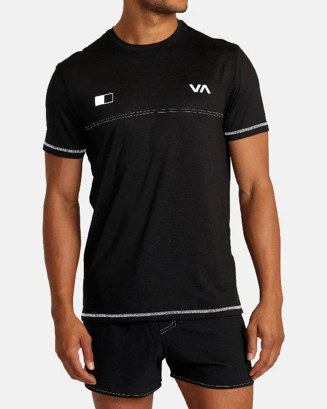 Men's short-sleeve muted fresh-firm-patchwork shirt-RVCA Runner Technical Short Sleeve Top - Black 2