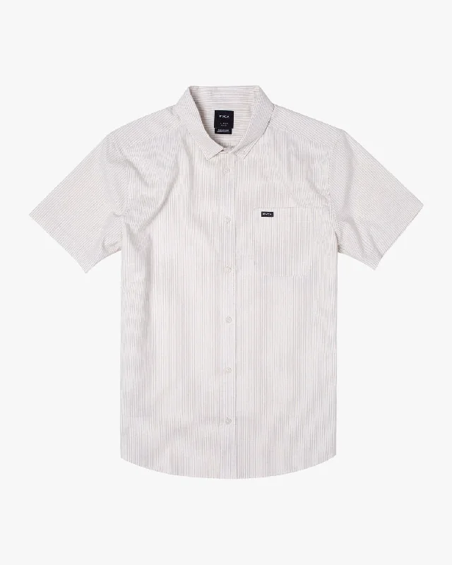 Men's short-sleeve classic muted-fresh-icy-slate shirt-That'll Do Micro Stripe Short Sleeve Shirt - Natural