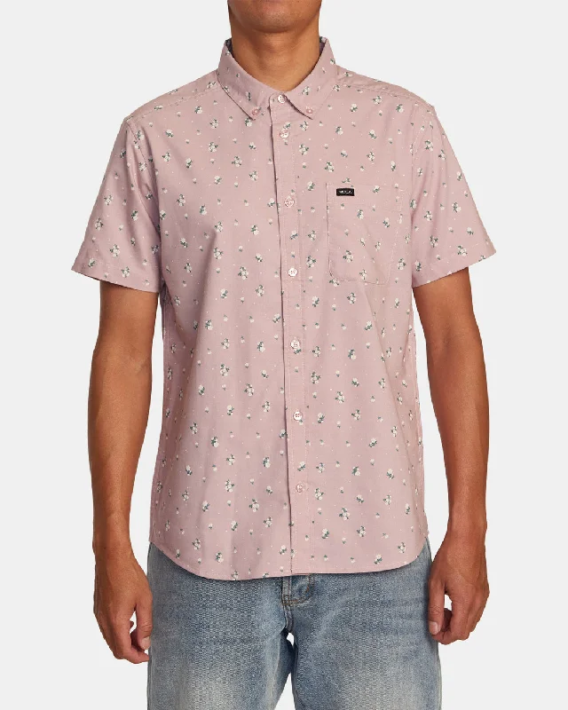 Men's short-sleeve subtle soft-trendy-bright-slim-cyan top-That'll Do Print Short Sleeve Shirt - Pale Mauve