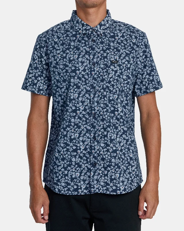 Men's short-sleeve casual bold-rich-sporty-rich-cobalt top-That'll Do Print Short Sleeve Shirt - Petrol Blue