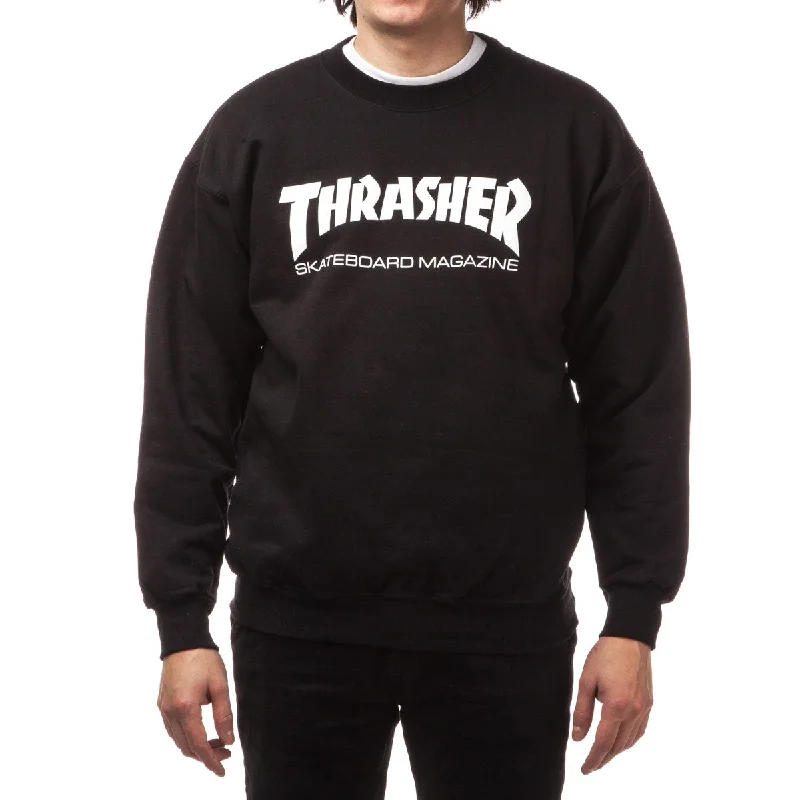 Men's short-sleeve bold rich-sporty-rich-cobalt tee-Thrasher Skate Mag Crew Sweatshirt - Black