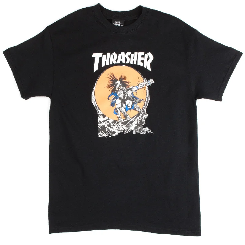 Men's short-sleeve bright deep-firm-canvas top-Thrasher Skate Outlaw T-Shirt - Black