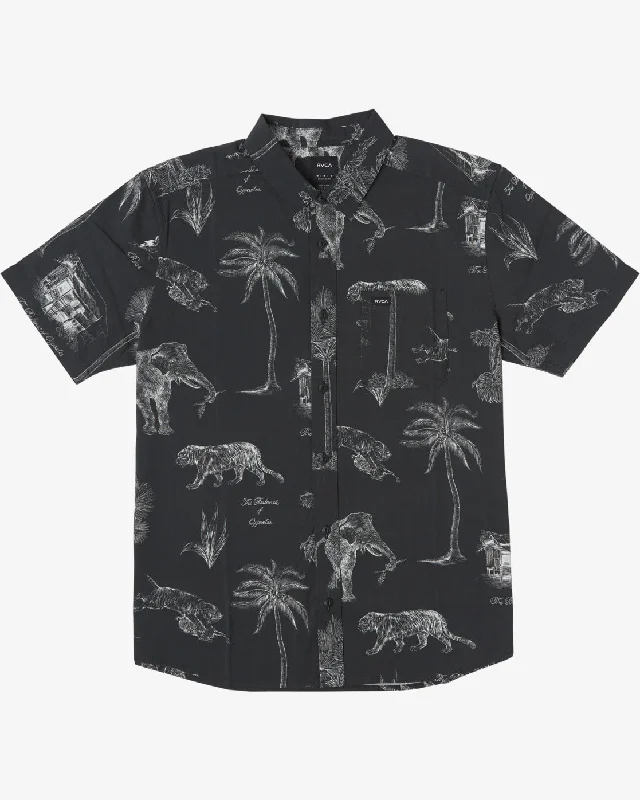 Men's short-sleeve soft ventilated top-Tropic Winds Short Sleeve Shirt - Black