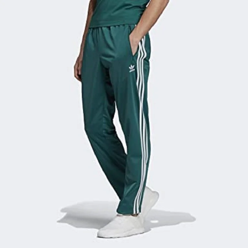 men's stretch sustainable brown pants-Adidas Originals Men's Adicolor Firebird Track Pants Dark Green Size Small