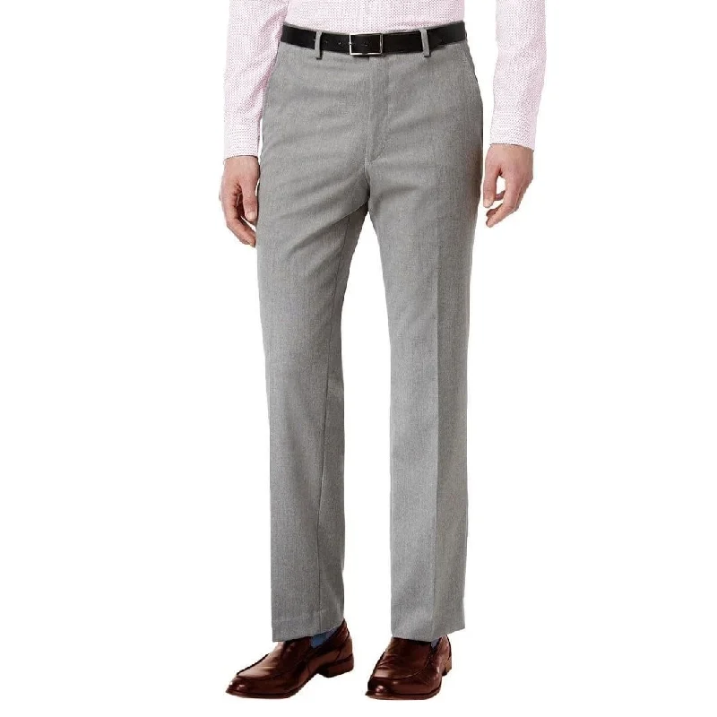 men's straight leg commute olive pants-Alfani Men's Stretch Performance Solid Slim-Fit Pants Gray Size 33X32