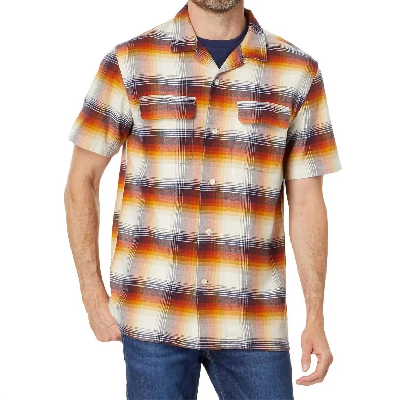 Baja Board Short Sleeve Shirt In Sunset Multi Plaid