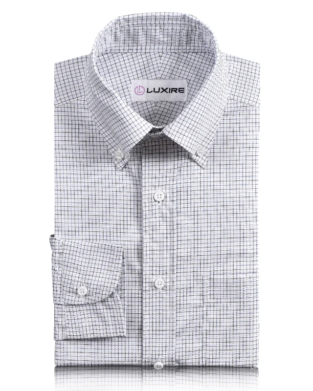 Blue Black Tattersall Checks on White Shirt