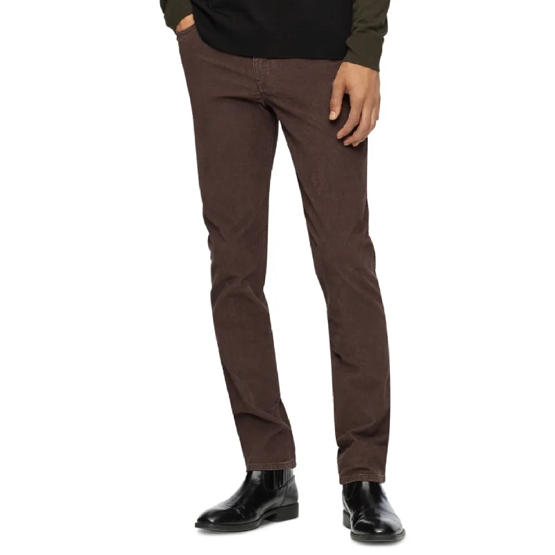 men's tailored party brown pants-Calvin Klein Men's Slim-Fit Stretch Corduroy Pants Brown Size 34X30