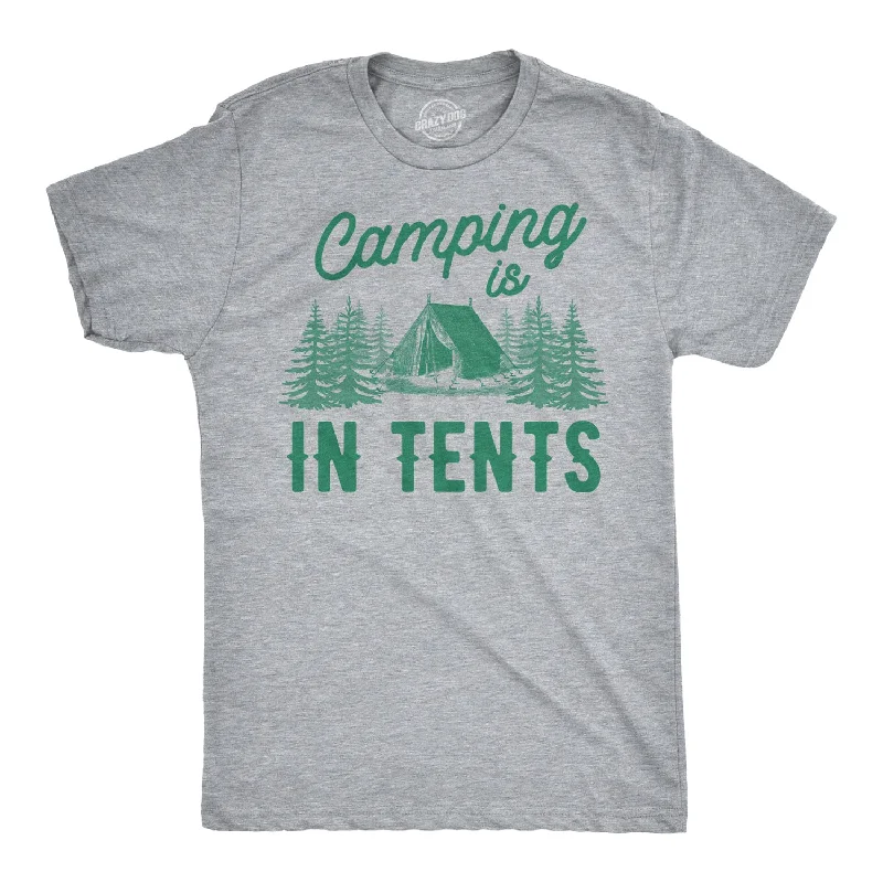 Men's short-sleeve tropical retro-chic-cranberry top-Camping Is In Tents Men's Tshirt