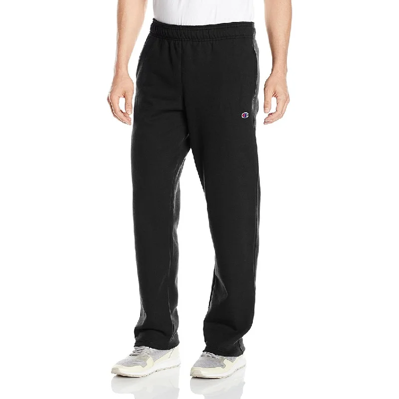 men's tailored party beige pants-Champion Men's Jersey Elastic Band Black Pants Size Extra Large