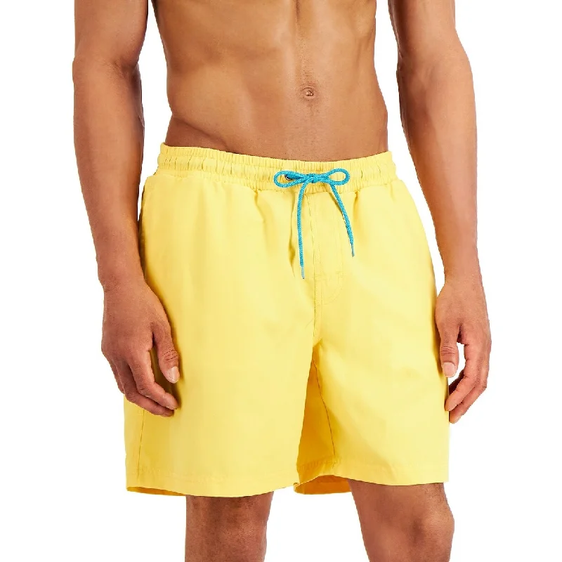 men's tailored party black pants-Club Room Men's Quick-Dry Performance Solid 7" Swim Trunks Yellow Size Large