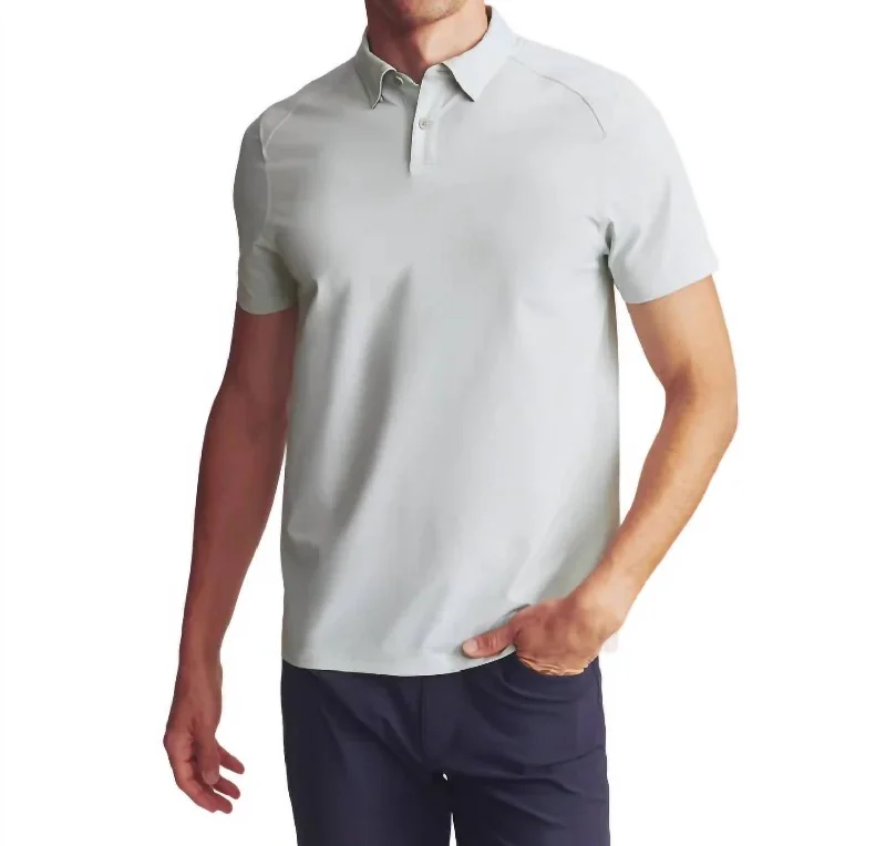 Men's short-sleeve urban warm-stylish-sleek-fit-heather top-Commuter Polo Shirt In Seagrass Green Honeycomb