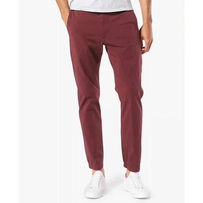 men's slim fit festival brown pants-Dockers Men's Slouch Tapered Fit Smart 360 Flex Alpha Jogger Pants Red Size 33X32