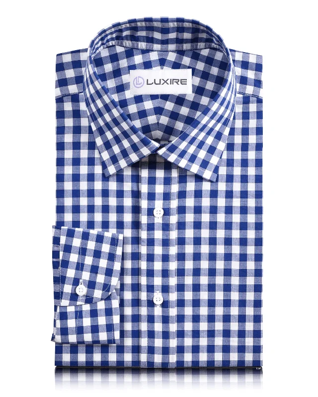 Estate Blue Gingham Checks On White Shirt