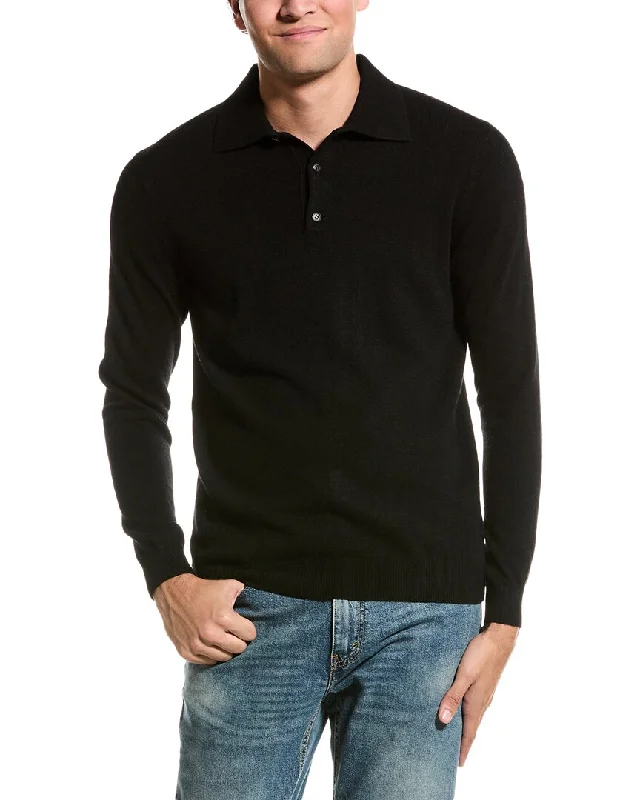 Men's short-sleeve rich sporty-soft-ventilated tee-Forte Cashmere 3-Button Cashmere Polo Sweater