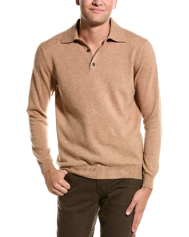 Men's short-sleeve sleek neutral-wide-zigzag tee-Forte Polo Cashmere Sweater