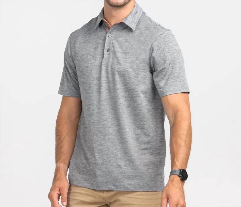 Men's short-sleeve muted fresh-modern-mountaineering tee-Grayton Heather Polo In Iron