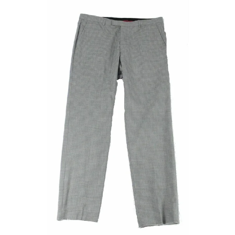 men's stretch athletic training white pants-Hugo Boss Men's Modern-Fit Medium Gray Check Suit Pants Med Gray Size 36