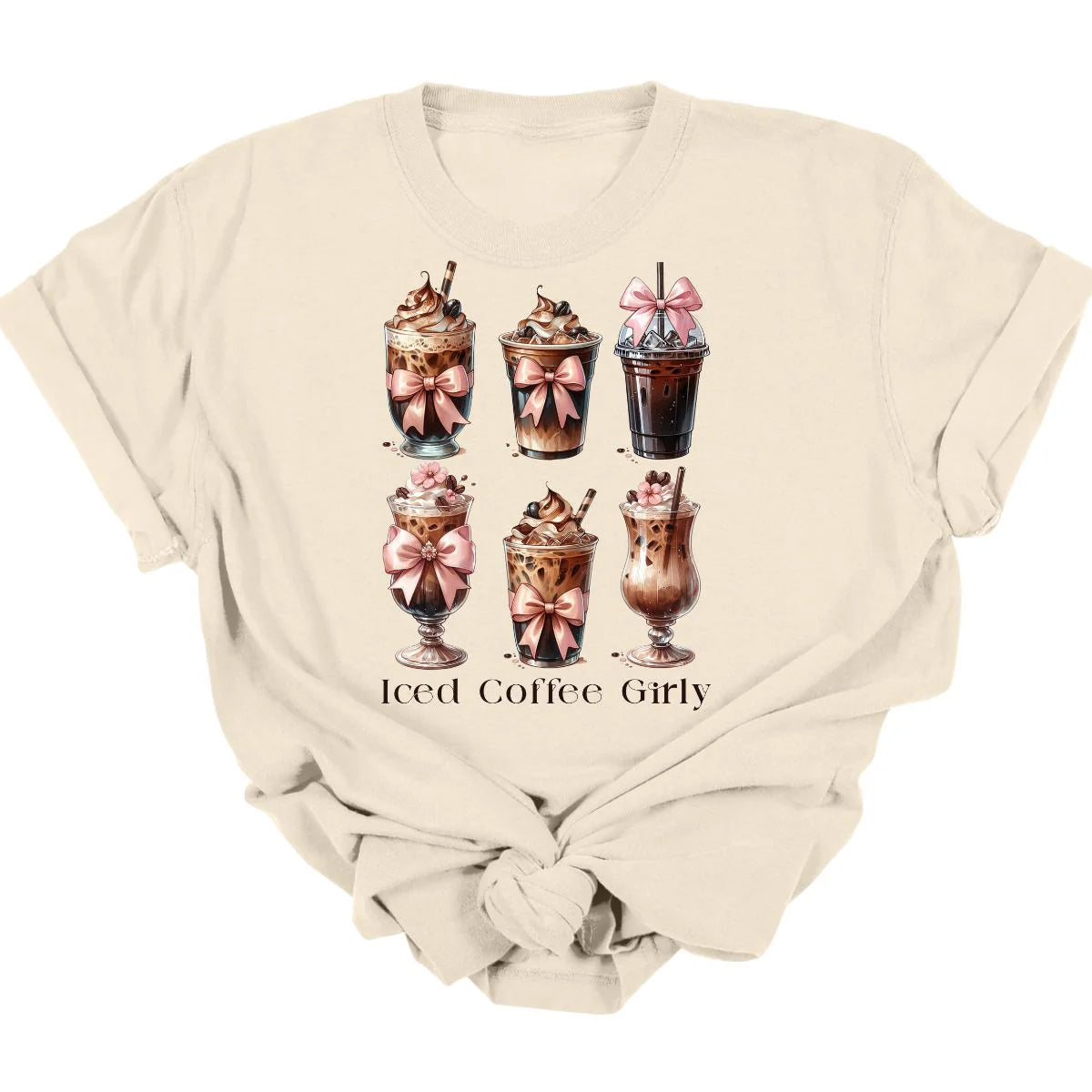 Men's short-sleeve stylish sleek-neutral-faint-taupe tee-Iced Coffee Girly Tee  *MADE TO ORDER*