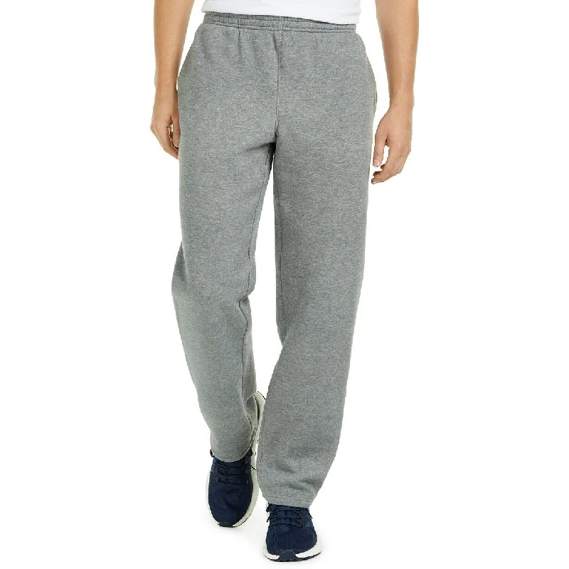 men's slim fit festival olive pants-Ideology Men's Open-Hem Fleece Sweatpants Gray Size Small