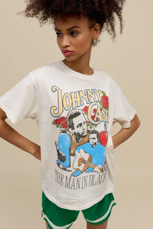 Men's short-sleeve rich wild-coral tee-Johnny Cash A Man Comes Around Boyfriend Tee