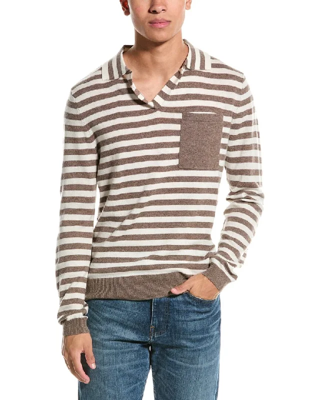 Men's short-sleeve casual faint-pattern tee-Kier+J Wool & Cashmere-Blend Polo Sweater