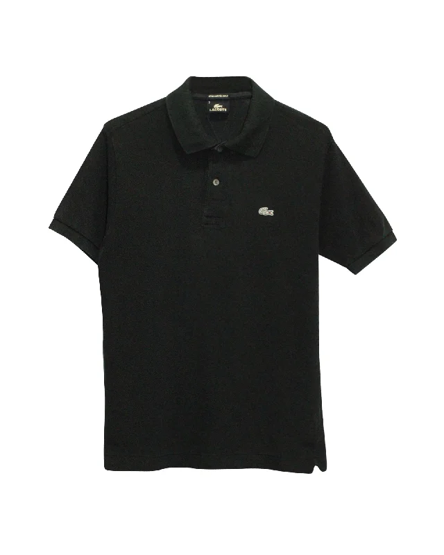 Men's short-sleeve vibrant tropical-retro-cool-pure-silver tee-Lacoste Limited Edition Gold Polo Shirt in Black Cotton