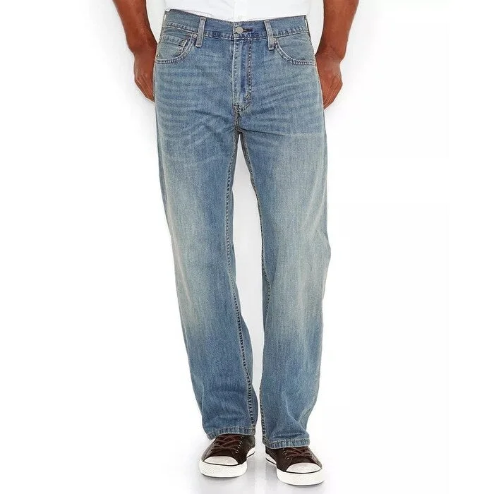 men's straight leg commute white pants-Levi's Men's 569 Loose Straight Fit Jeans Blue Size 44X30