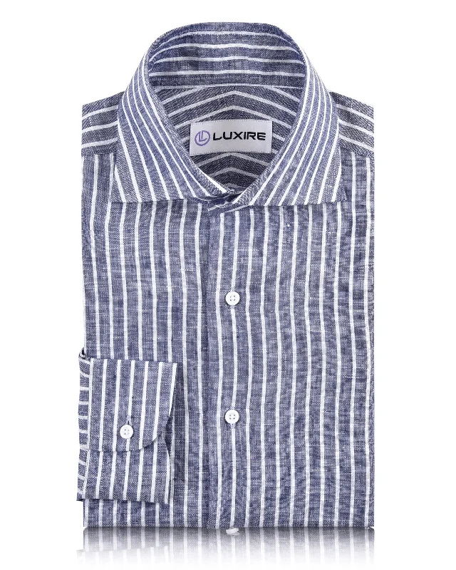 Linen:Blue Chambray with White Stripes Shirt