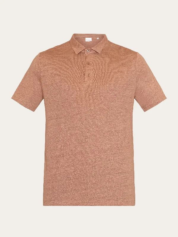 Men's short-sleeve deep classic-muted-fresh-modern-mountaineering shirt-Linen polo - Chocolate Malt