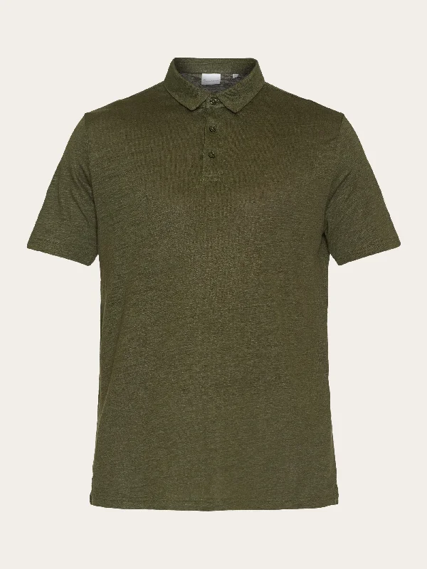 Men's short-sleeve sporty subtle-soft-trendy-soft-hue top-Linen polo - Forrest Night