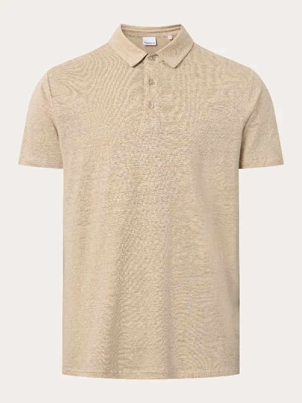 Men's short-sleeve sleek neutral-casual-bold-aged-charcoal tee-Linen polo - Safari