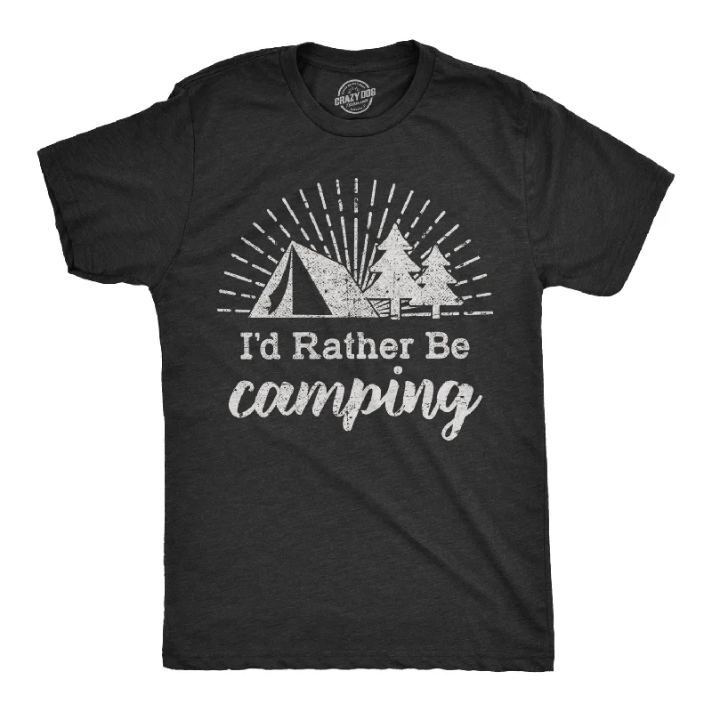 Men's short-sleeve urban deep-red tee-I'd Rather Be Camping Men's Tshirt