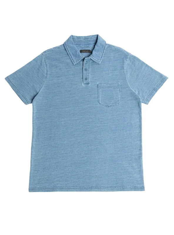 Men's short-sleeve fresh modern-smooth-chest-pocket tee-Men's Polo Top In Blue