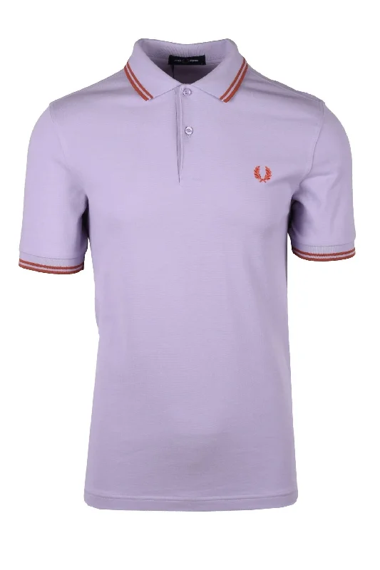 Men's short-sleeve muted fresh-modern-vibrant-jet-black tee-Men's Twin Tipped Polo In Lilac/cinnamon