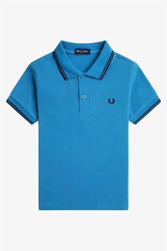 Men's short-sleeve warm stylish-sleek-BMX tee-Men's Twin Tipped Polo In Ocean Blue/navy